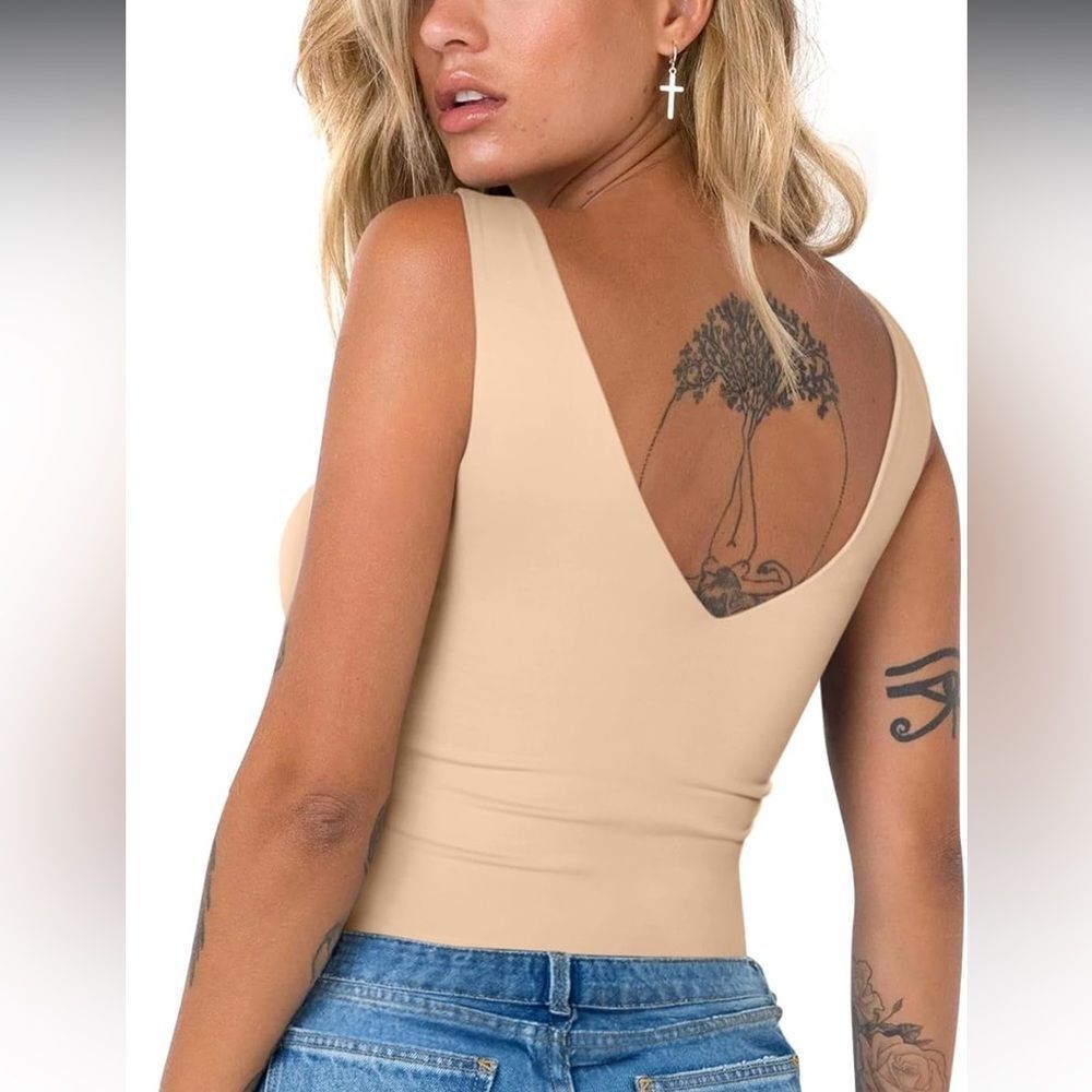 Nordstrom x Reoria | Chic Sleeveless Bodysuit Beige Size L NWOT